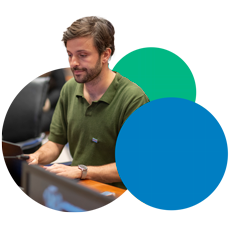 Man sitting and working at a desk