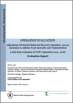 Afghanistan, Operation Evaluation: PRRO 200447 Assistance to Address Food Insecurity and Under-nutrition