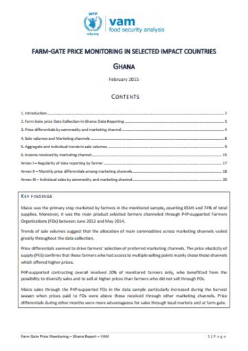 Ghana - Farm-Gate Price Monitoring in Selected Impact Countries, February 2015