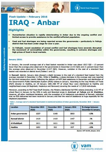 Iraq - Flash Update: Anbar, February 2016