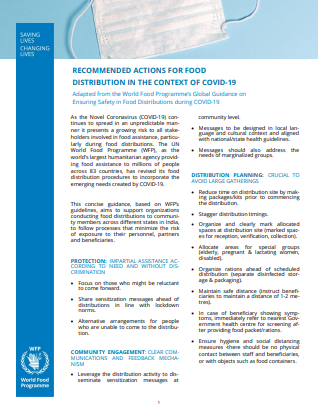 WFP India - Recommended Actions for Food  Distribution in the Context of COVID-19