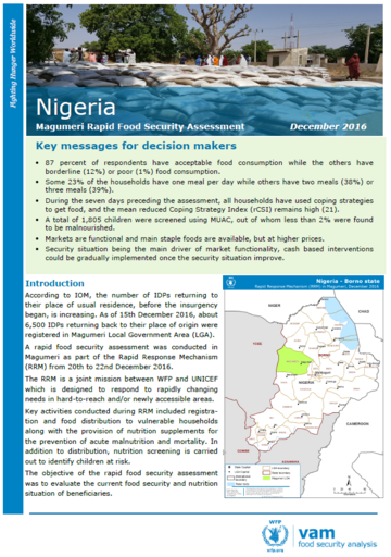 Nigeria - Magumeri: Rapid Food Security Assessment, December 2016