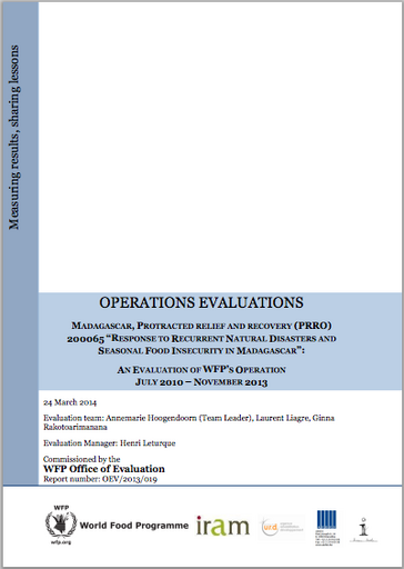 Madagascar, Operation Evaluation: PRRO 200065 Response to Recurrent Natural Disasters and Seasonal Food Insecurity in Madagascar: An Operation Evaluation
