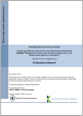 Pakistan, Operation Evaluation of PRRO 200250 Enhancing Food and Nutrition Security and Rebuilding Social  Cohesion