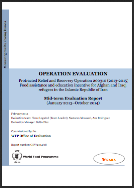 Iran, Mid-term Evaluation: PRRO 200310 Food Assistance and education incentive for Afghan and Iraqi Refugees (2013-2015)