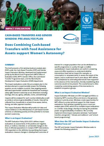 Cash-based transfers and gender window: pre-analysis plan
