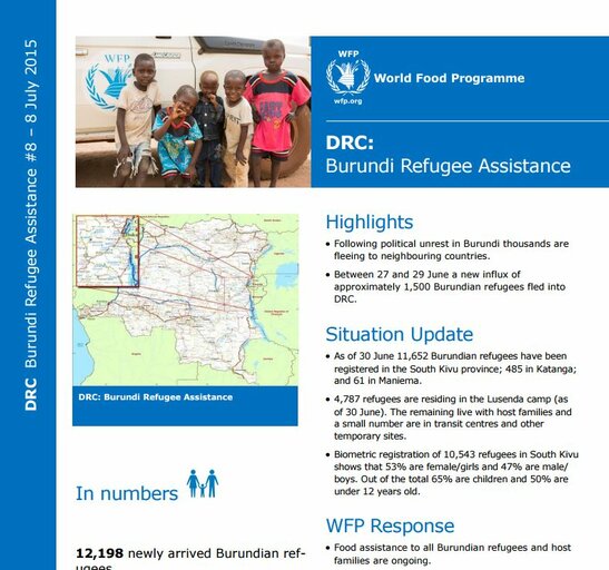 WFP DRC Burundi Refugee Assistance Situation Report #08, 08 July 2015