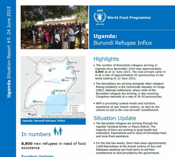 WFP Uganda External Situation Report #05, 24 June 2015