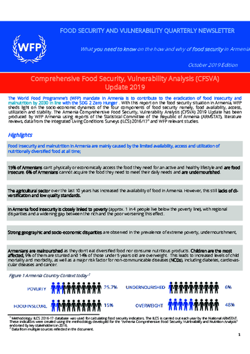 WFP Armenia - Comprehensive Food Security and Vulnerability Analysis 2019