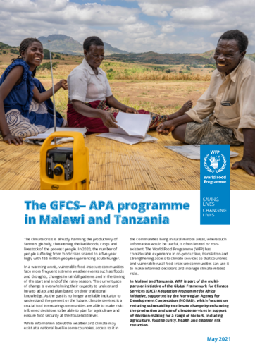 2021 - The GFCS– APA programme in Malawi and Tanzania 