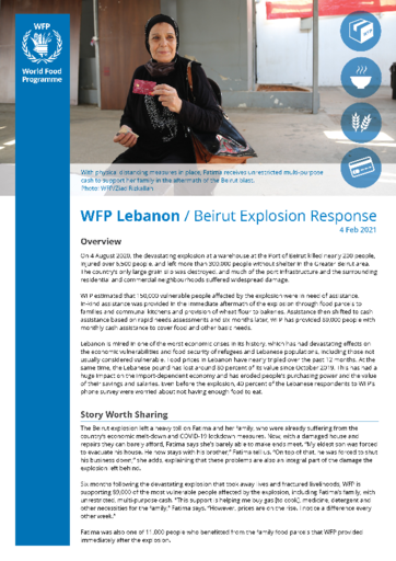 WFP Lebanon - Beirut Explosion Response Factsheet 