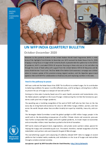 WFP India Quarterly Bulletin - October-December 2020