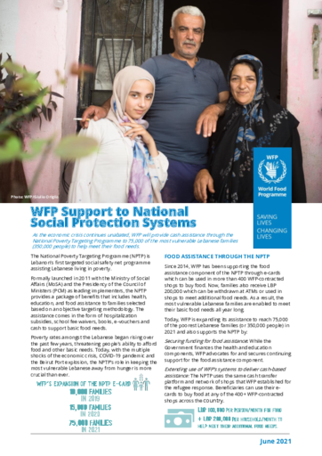 WFP Lebanon - Support to National Social Protection Systems - June 2021