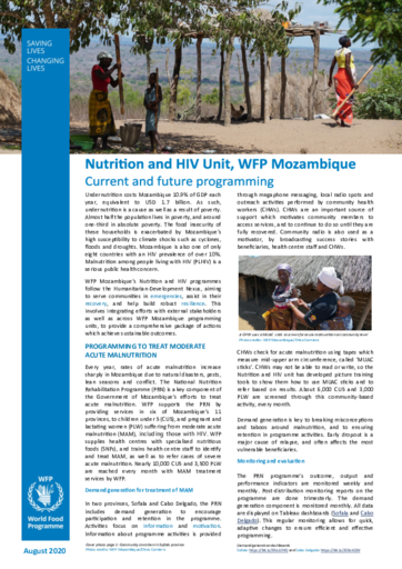 WFP Mozambique - Nutrition and HIV Unit - Current and future programming, August 2020