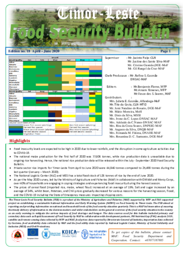 Timor-Leste - Food Security Bulletin  Edition no.18 - April to June 2020