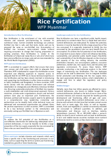 World Food Programme Myanmar: Rice Fortification