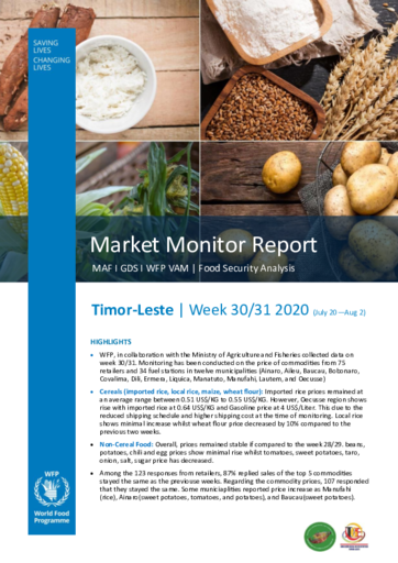 Timor-Leste - Price Monitoring Report - wk 30-31 2020
