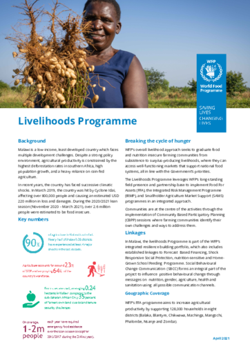 2021 – Livelihoods Programme Factsheet – WFP Malawi, May 2021