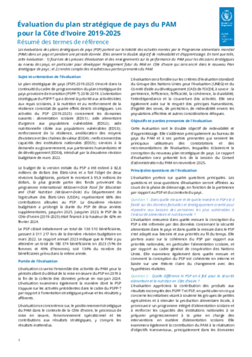 Evaluation of Côte d'Ivoire WFP Country Strategic Plan 2019-2025