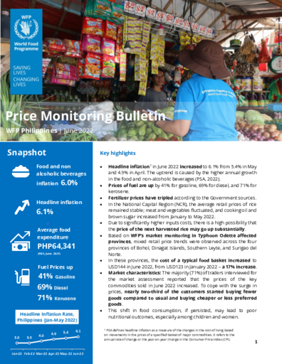 WFP Philippines - Price Monitoring Bulletin - June 2022