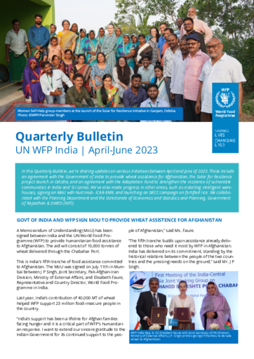 UN WFP India Quarterly Bulletin | April-June 2023 