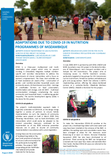 COVID-19: Adaptations to nutrition and HIV programmes in Mozambique