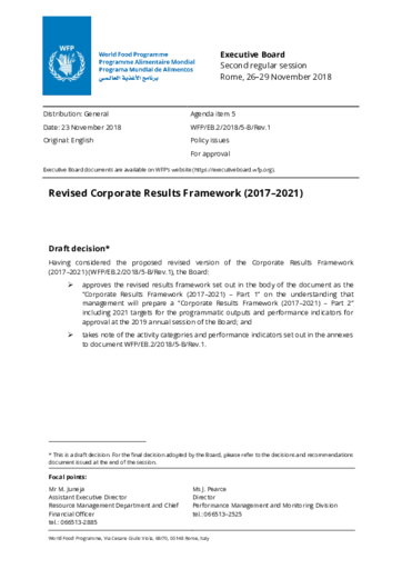 Revised Corporate Results Framework (2017-2021)