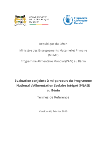 Benin, Integrated National School Feeding Programme: mid-term Joint Evaluation