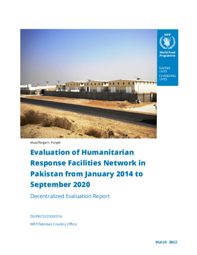 Pakistan, Humanitarian Response Facilities Network (2014-2020): Evaluation