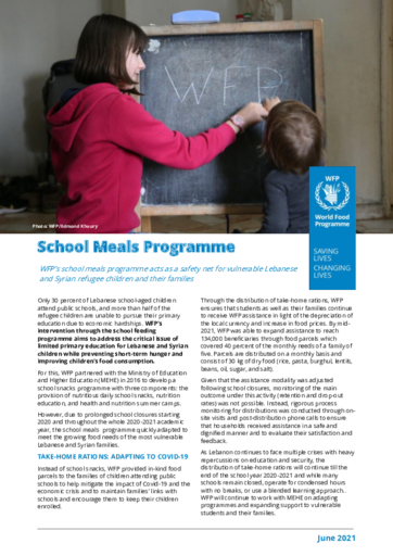 WFP Lebanon - School Meals - June 2021