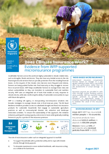 Does Climate Insurance Work? Evidence from WFP-Supported Microinsurance Programmes - 2021