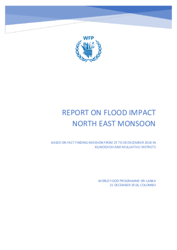2018 - Sri Lanka - Report on Flood Impact - North East Monsoon