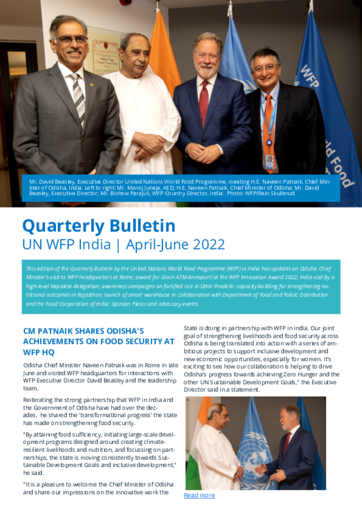 UN WFP India Quarterly Bulletin | April- June 2022