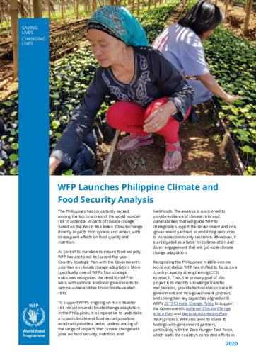 WFP Philippines: Launch of Climate and Food Security Analysis - 2020