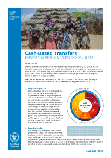 WFP Cash-Based Transfers: Empowering People, Markets & Governments - 2020