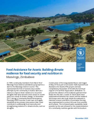 FFA: Building climate resilience for food security and nutrition in  Masvingo, Zimbabwe - 2020
