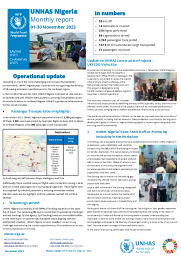 UNHAS Nigeria - Monthly Reports 2023