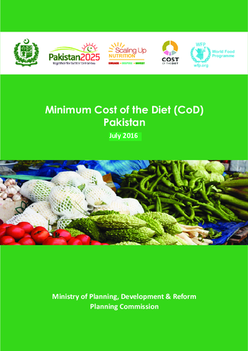 Minimum Cost of the Diet in Pakistan -  July 2016