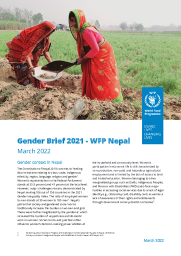 Gender Brief 2021 - WFP Nepal