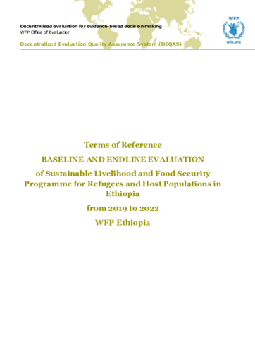 Ethiopia, Evaluation of Sustainable Livelihood and Food Security Programme for Refugees and Host Populations (2019-2022)
