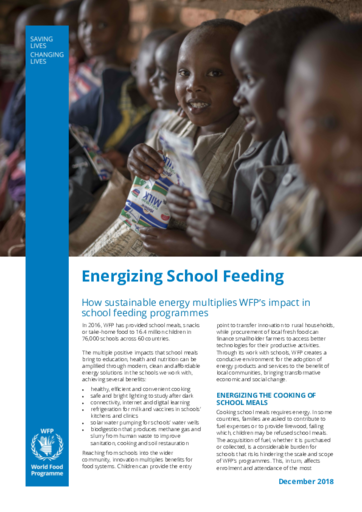 Energizing School Meals – How Sustainable Energy Multiplies WFP’s Impact in School Feeding Programmes