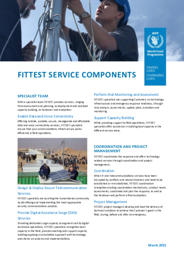 WFP FITTEST Service Components - 2021