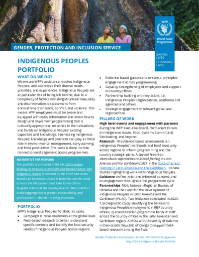 WFP Indigenous Peoples Portfolio Factsheet 