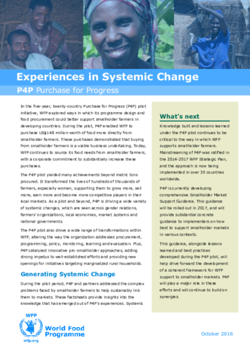 P4P Systemic Change Fact Sheets
