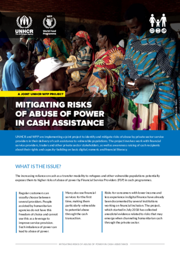 Mitigating Risks of Abuse of Power in Cash Assistance (MRAP): A joint UNHCR-WFP project 