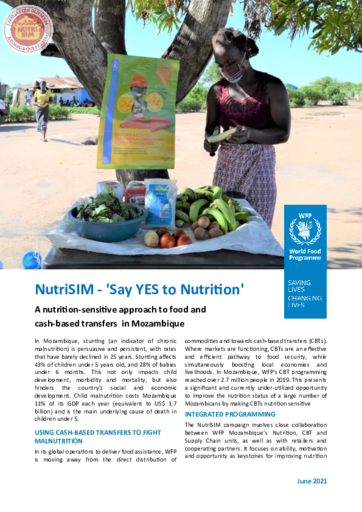 A nutrition-sensitive approach to food and cash-based transfers in Mozambique - 2021