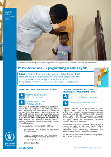 WFP Mozambique Nutrition and HIV Provincial Briefs – October 2020