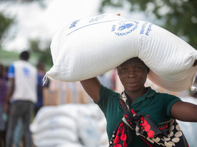 Beneficiary receiving food assistance in Cabo Delgado province, Mozambique