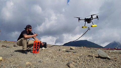 The drones taking on a volcano