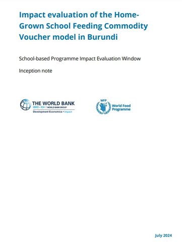 Cover of the home grown school feeding impact evaluation in Malawi inception note